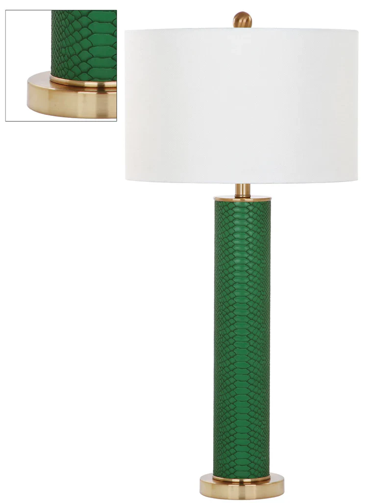 Safavieh Ollie 31.5-Inch H Faux Snakeskin Table Lamp Set Of 2 - Dark Green - Image 3