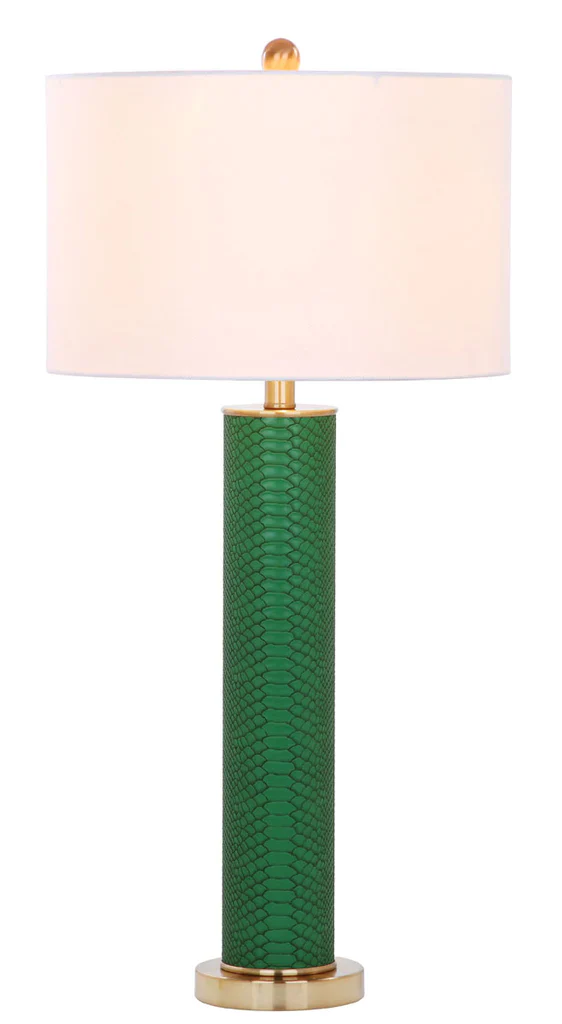 Safavieh Ollie 31.5-Inch H Faux Snakeskin Table Lamp Set Of 2 - Dark Green - Image 4