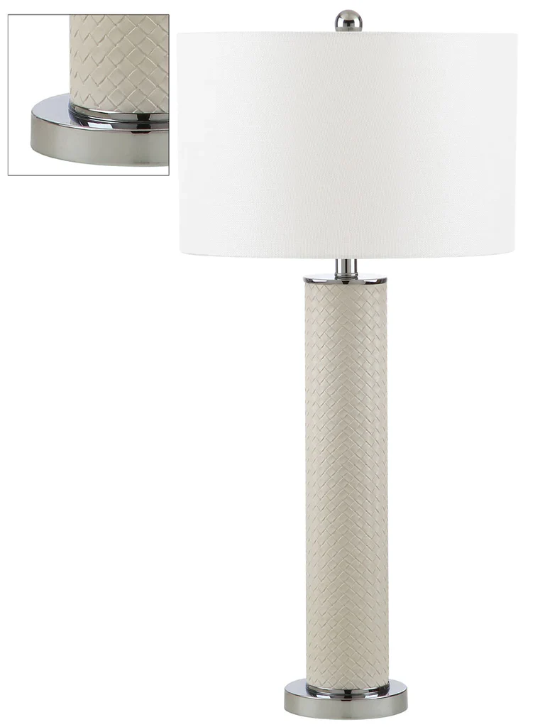 Safavieh Ollie 31.5-Inch H Faux Woven Leather Table Lamp Set Of 2 - Cream - Image 3