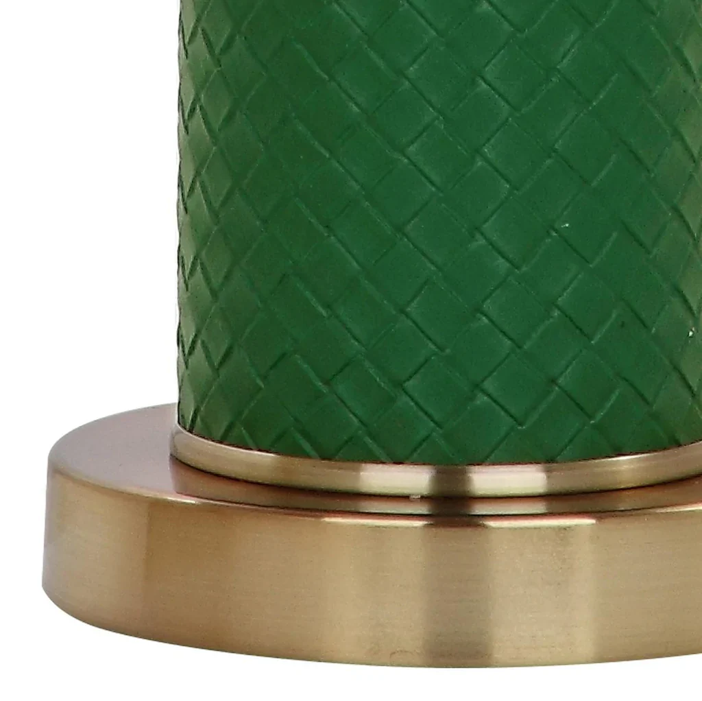 Safavieh Ollie 31.5-Inch H Faux Woven Leather Table Lamp Set Of 2 - Dark Green - Image 2