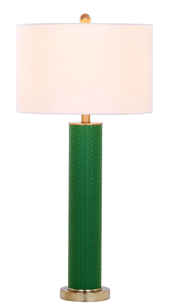 Safavieh Ollie 31.5-Inch H Faux Woven Leather Table Lamp Set Of 2 - Dark Green - Image 4