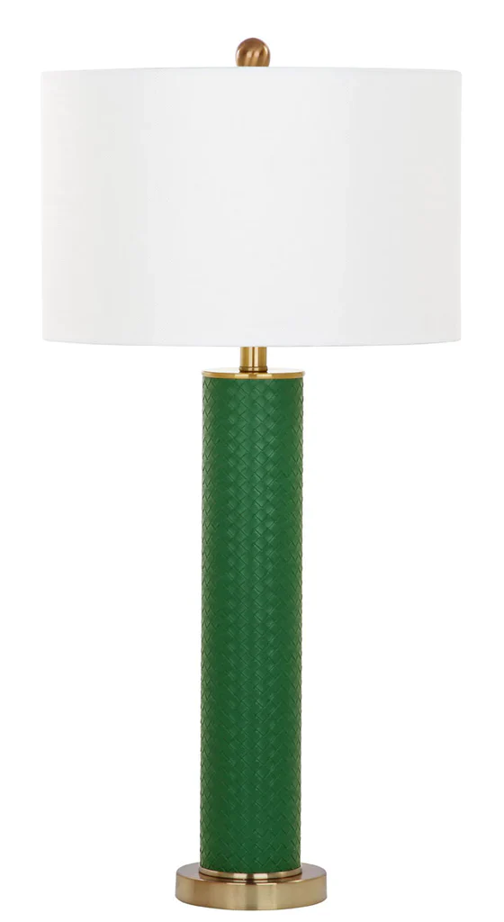 Safavieh Ollie 31.5-Inch H Faux Woven Leather Table Lamp Set Of 2 - Dark Green - Image 5
