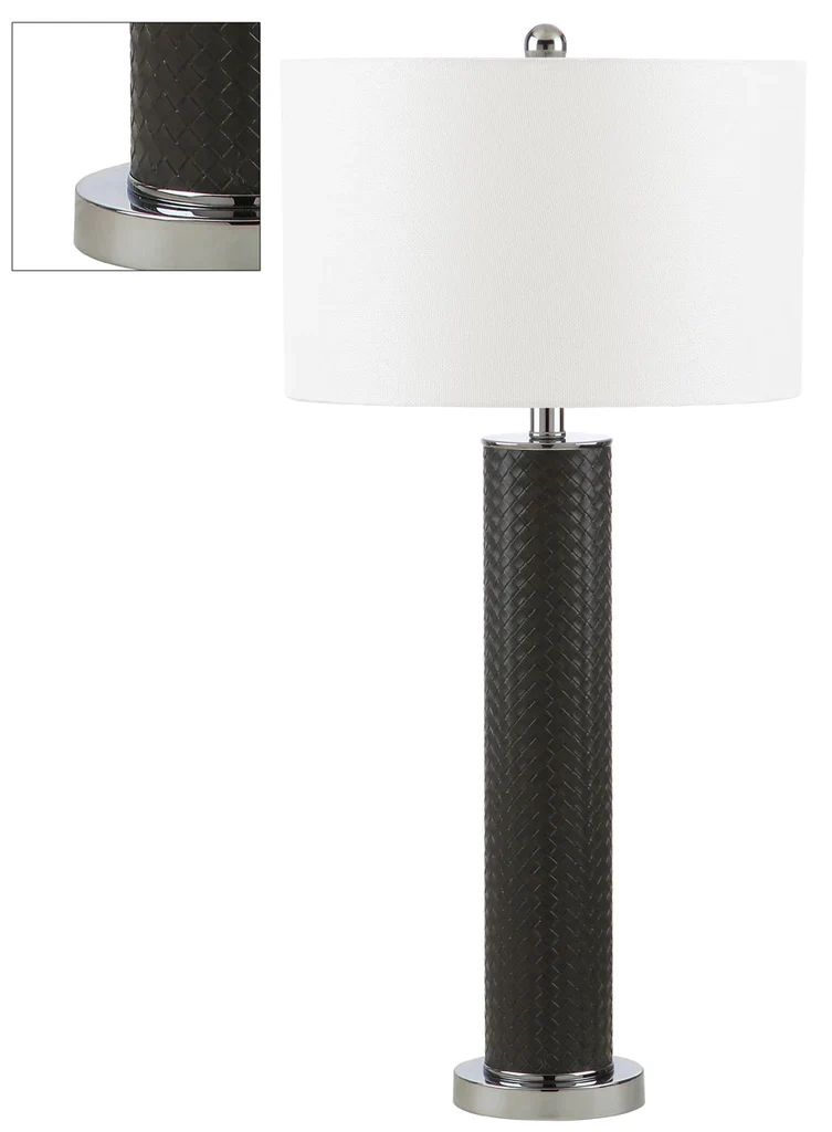 Safavieh Ollie 31.5-Inch H Faux Woven Leather Table Lamp Set Of 2 - Grey - Image 3