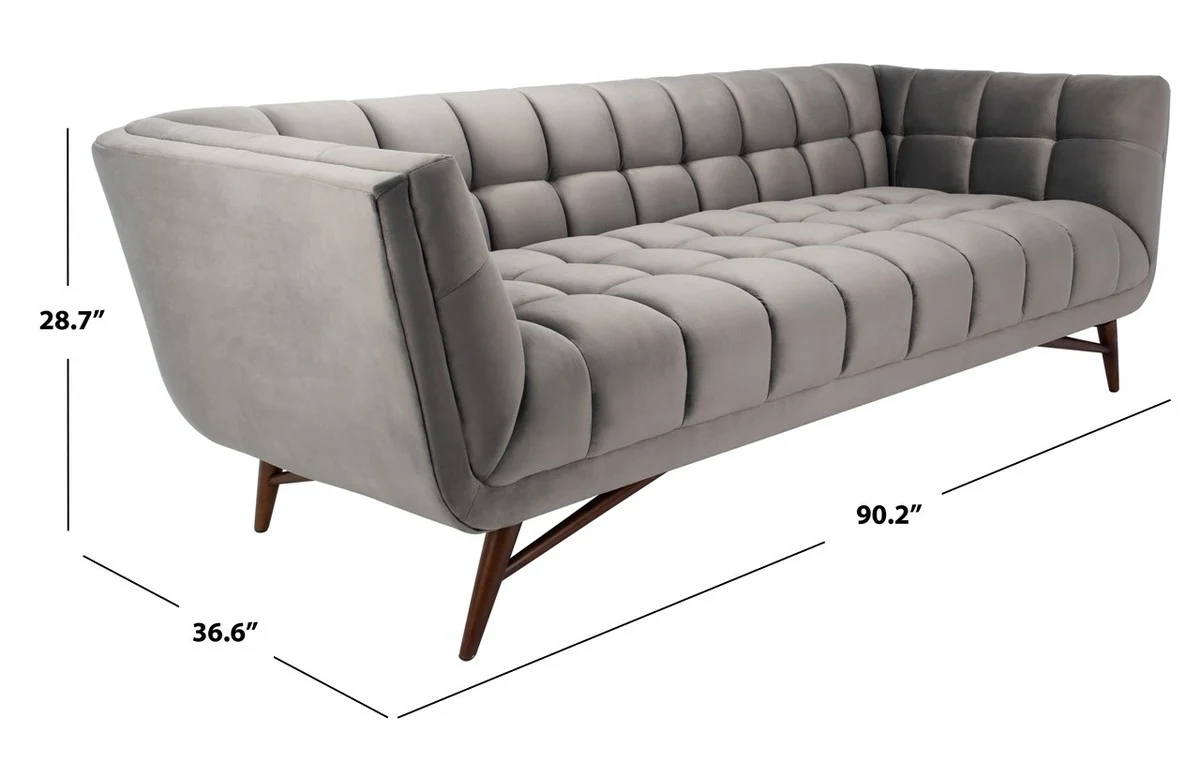 Safavieh Onyx Mid-Century Tufted Velvet Sofa - Dark Gray - Image 4