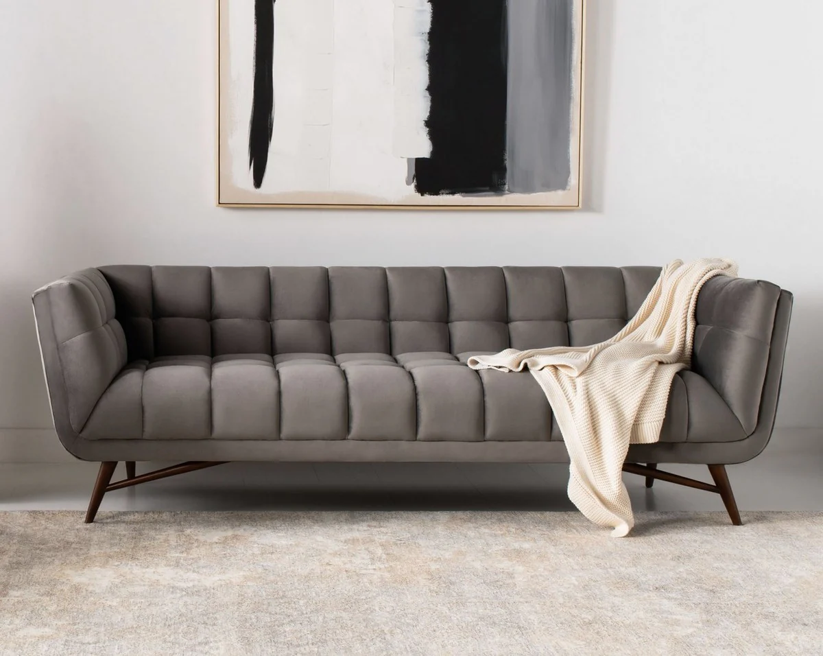 Safavieh Onyx Mid-Century Tufted Velvet Sofa - Dark Gray - Image 5
