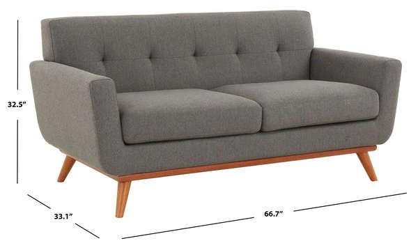 Safavieh Opal Linen Tufted Upholstered Loveseat - Slate Gray - Image 3