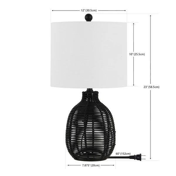 Safavieh Oroya, 23 Inch, Black, Rattan Table Lamp - Black - Image 3