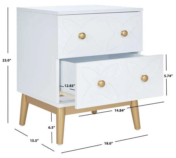 Safavieh Ottoline 2 Drawer Patterned Night Stand - White - Image 3