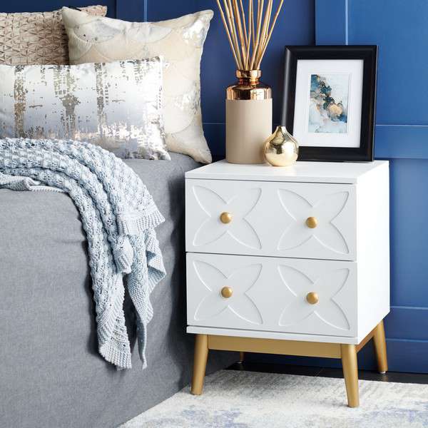 Safavieh Ottoline 2 Drawer Patterned Night Stand - White - Image 4