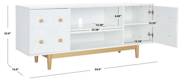Safavieh Ottoline 3 Shelf Patterned Media Stand - White - Image 3