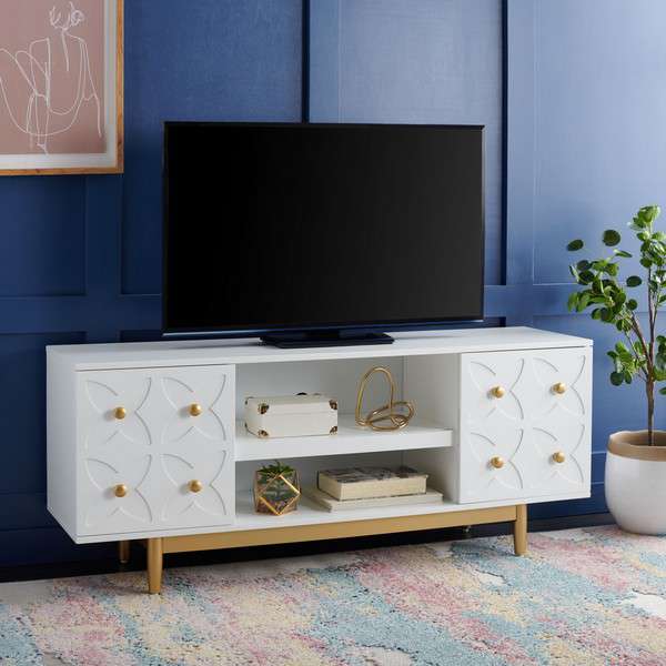 Safavieh Ottoline 3 Shelf Patterned Media Stand - White - Image 4