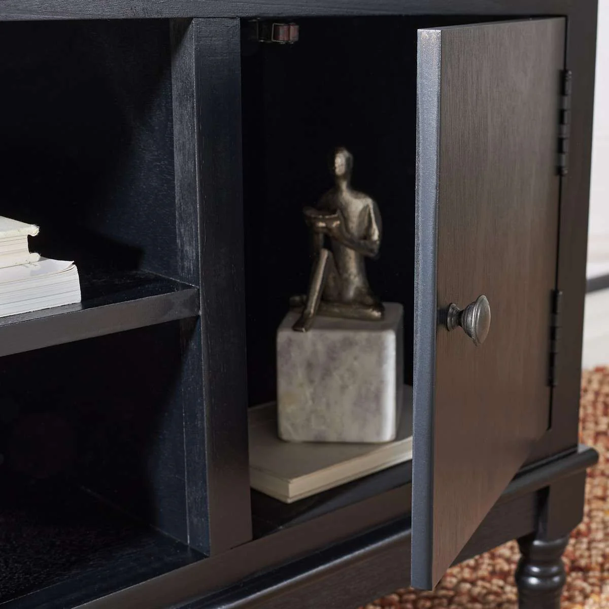 Safavieh Ozark 2 Door 1 Shelf Media Stand - Black - Image 4