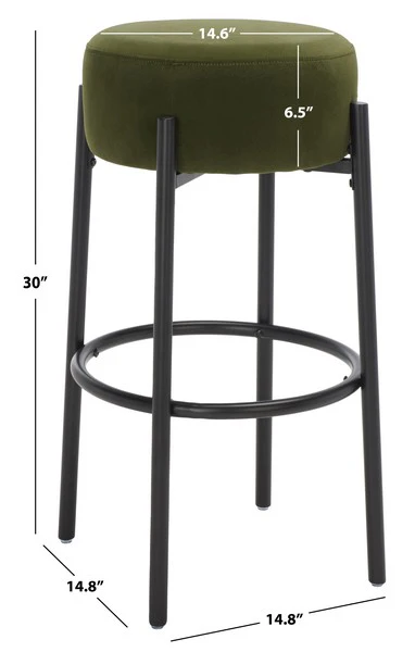 Safavieh Paisleigh Metal Leg Barstool - Forest Green - Image 3