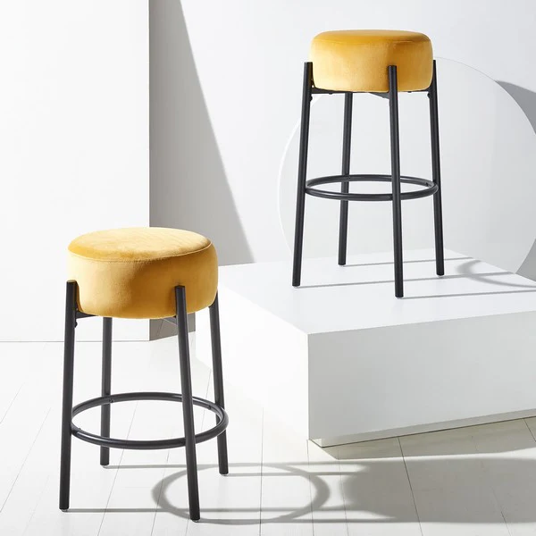 Safavieh Paisleigh Metal Leg Barstool - Mustard - Image 2