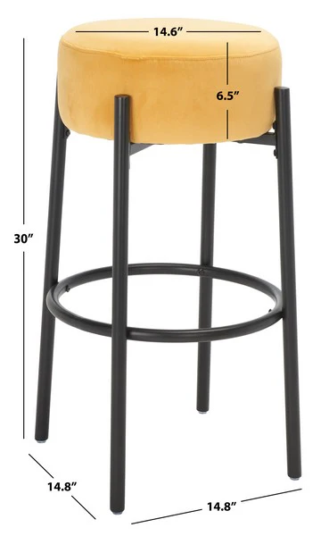 Safavieh Paisleigh Metal Leg Barstool - Mustard - Image 3