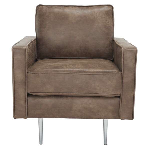 Safavieh Paityn Accent Chair - Brown Body With Silver Legs - Image 2