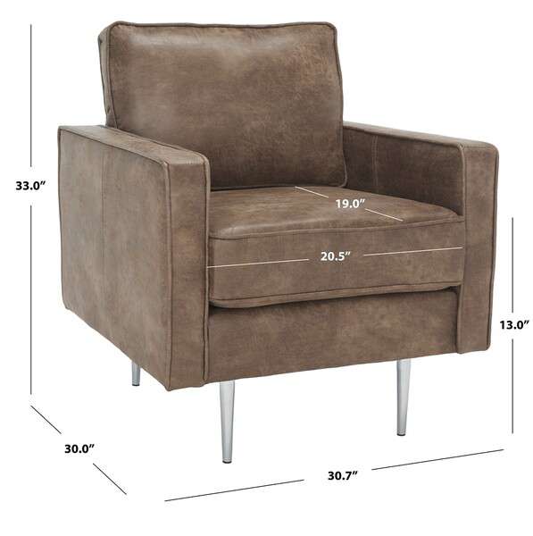 Safavieh Paityn Accent Chair - Brown Body With Silver Legs - Image 4
