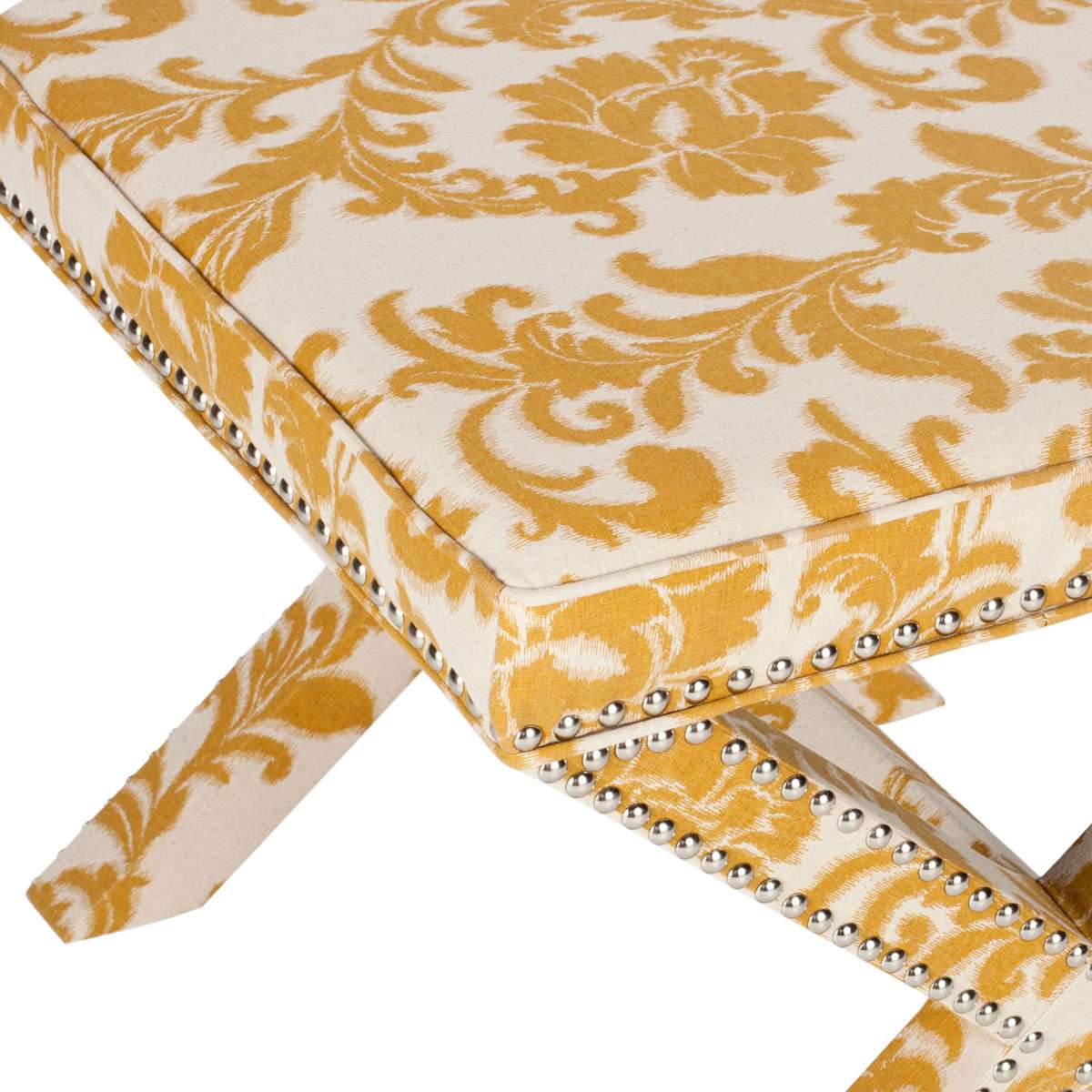Safavieh Palmer Ottoman - Silver Nail Heads - Maize - Image 3