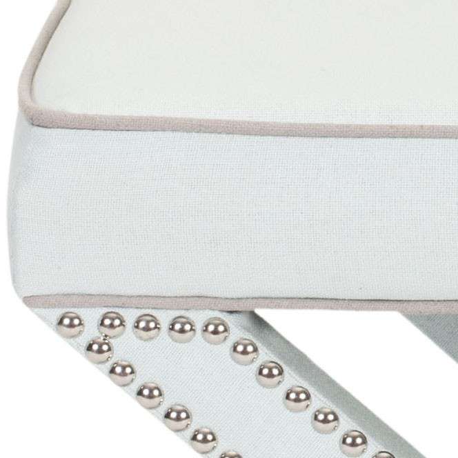 Safavieh Palmer Ottoman - Silver Nail Heads - Robins Egg Blue - Image 2