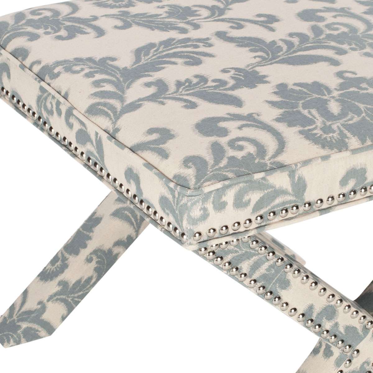 Safavieh Palmer Ottoman - Silver Nail Heads - Slate - Image 3