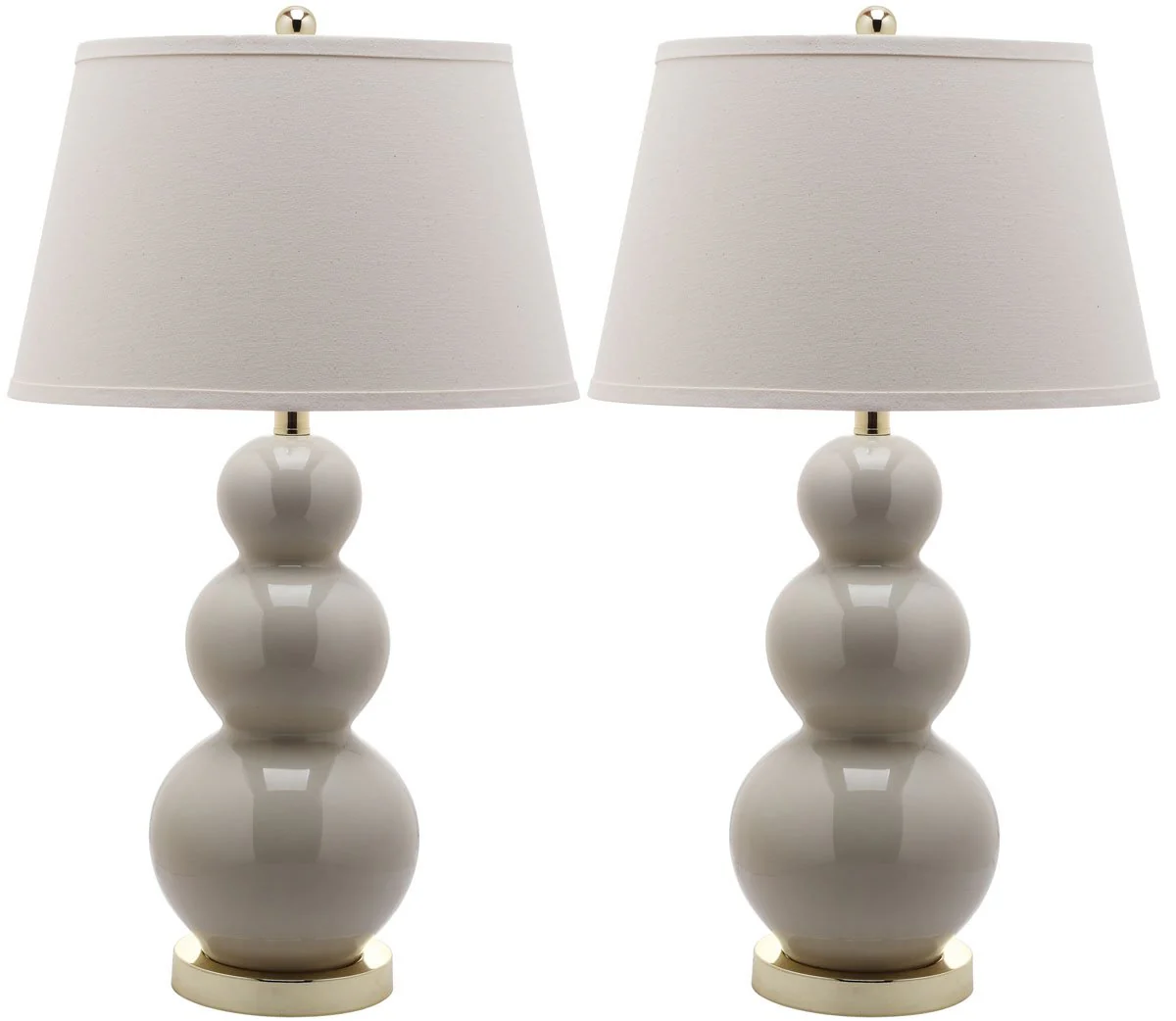 Safavieh Pamela 28-Inch H Triple Gourd Ceramic Lamp Set Of 2 - Light Grey - Image 2