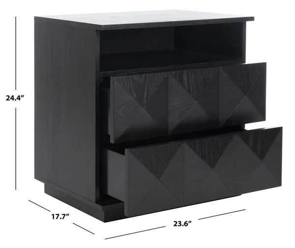 Safavieh Patty 2 Drawer Nightstand - Black - Image 3