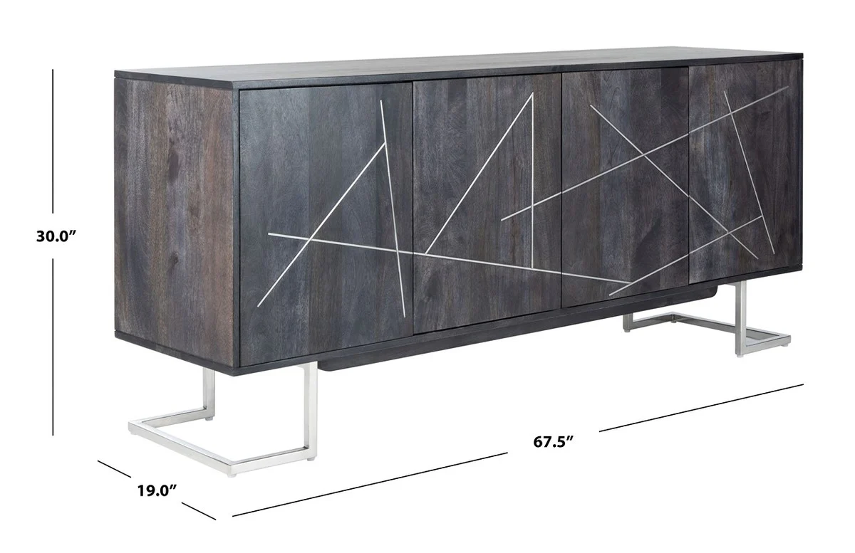 Safavieh Penn Geometric 4 Door Sideboar - Black - Image 4