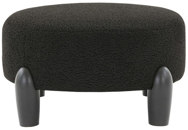Safavieh Perez Scandinavian Rd Ottoman - Black - Image 2