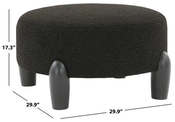 Safavieh Perez Scandinavian Rd Ottoman - Black - Image 3
