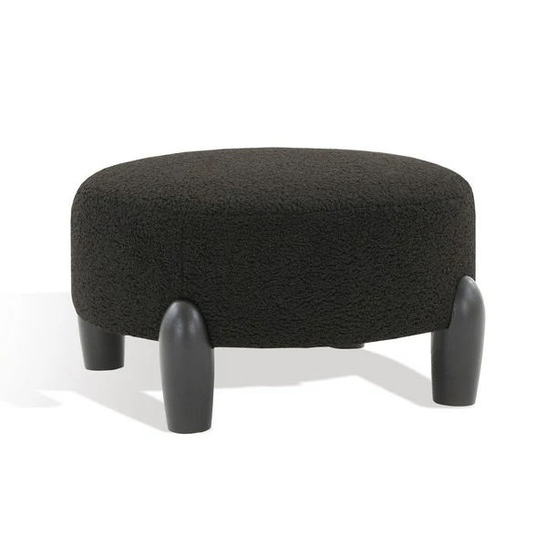 Safavieh Perez Scandinavian Rd Ottoman - Black - Image 5