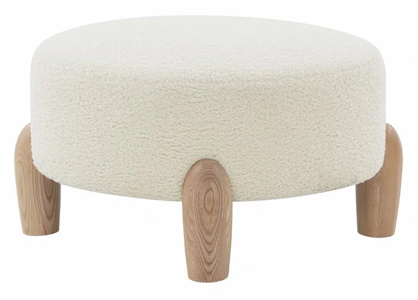 Safavieh Perez Scandinavian Rd Ottoman - Ivory - Image 3