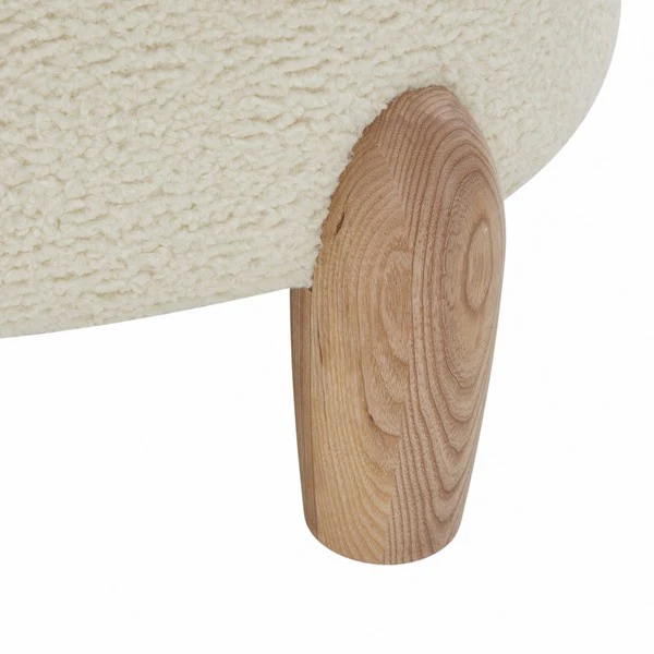 Safavieh Perez Scandinavian Rd Ottoman - Ivory - Image 5