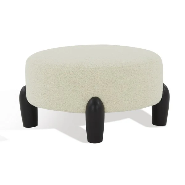 Safavieh Perez Scandinavian Rd Ottoman - Ivory - Image 5