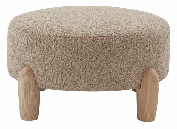 Safavieh Perez Scandinavian Rd Ottoman - Light Brown - Image 2
