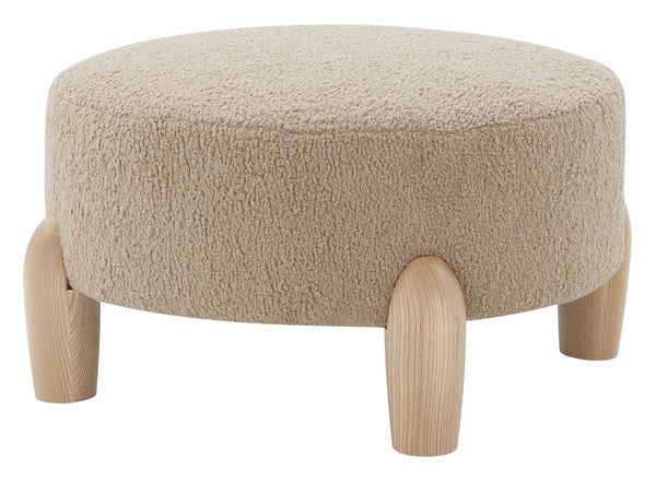 Safavieh Perez Scandinavian Rd Ottoman - Light Brown - Image 3