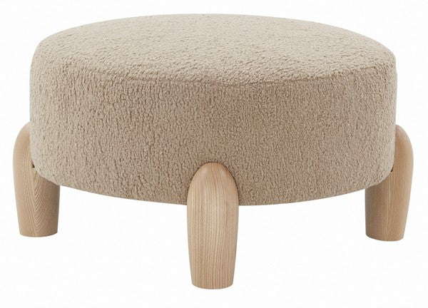 Safavieh Perez Scandinavian Rd Ottoman - Light Brown - Image 4