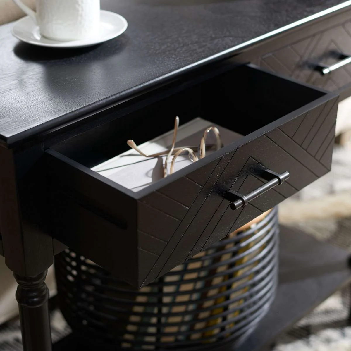 Safavieh Peyton 2 Drawer Console Table - Black - Image 4