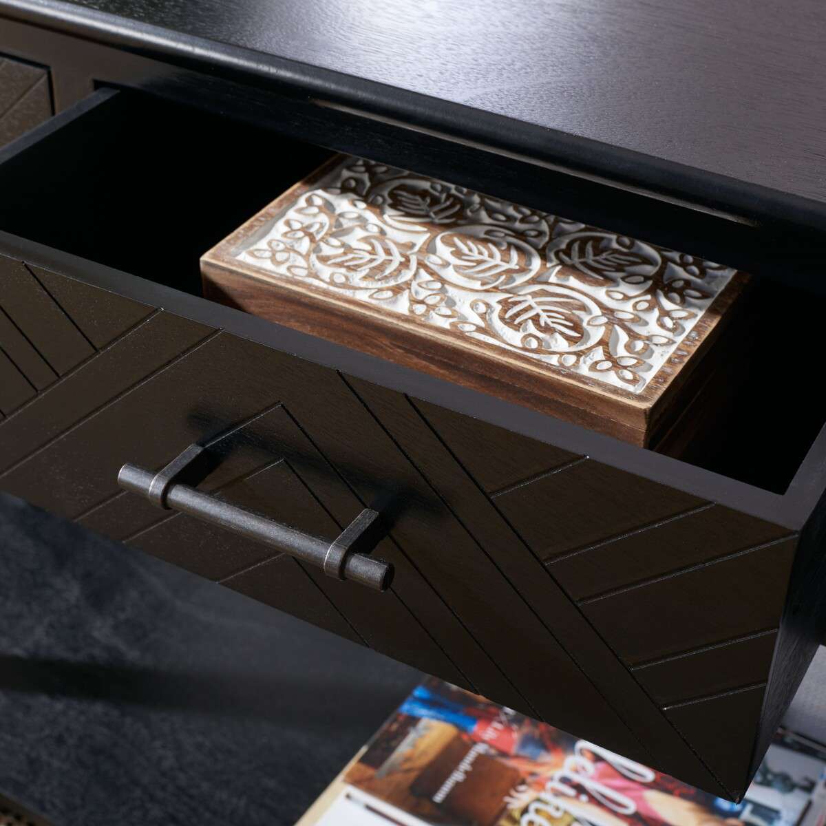 Safavieh Peyton 3 Drawer Console Table - Black - Image 4
