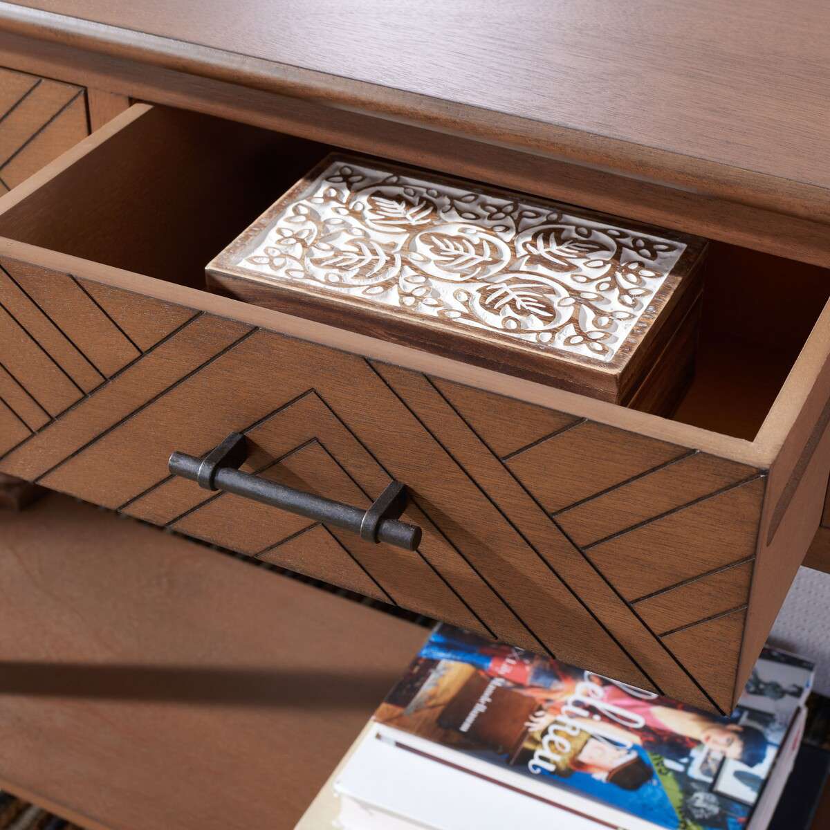 Safavieh Peyton 3 Drawer Console Table - Brown - Image 4