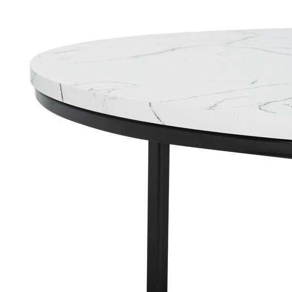 Safavieh Pia Marble Coffee Table - White Faux Marble Top - Image 2