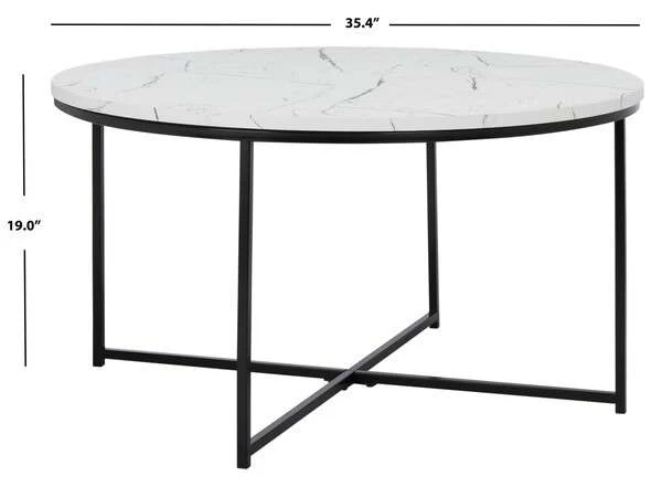 Safavieh Pia Marble Coffee Table - White Faux Marble Top - Image 3