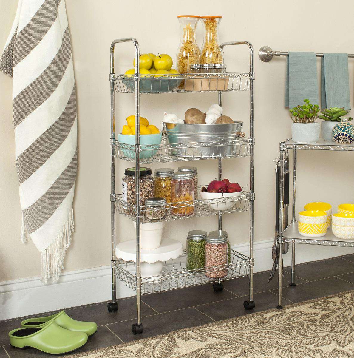 Safavieh Pierre0 Chrome Wire Adjustable Mini Trolley (17.7 In. W X 9.8 In. D X 37.4 In. H) - Chrome - Image 4