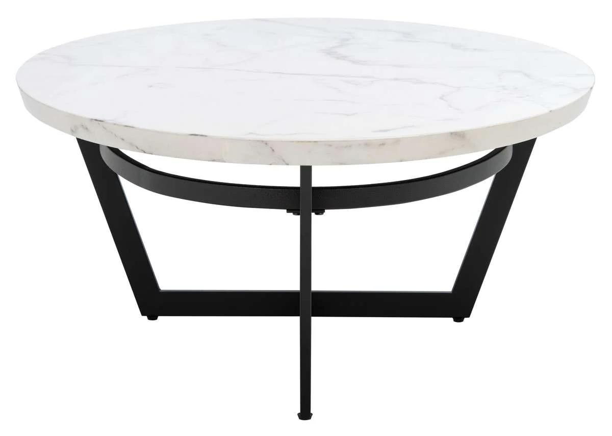 Safavieh Placido Oval Coffee Table - White Marble - Image 2