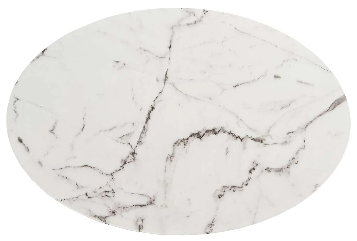 Safavieh Placido Oval Coffee Table - White Marble - Image 3