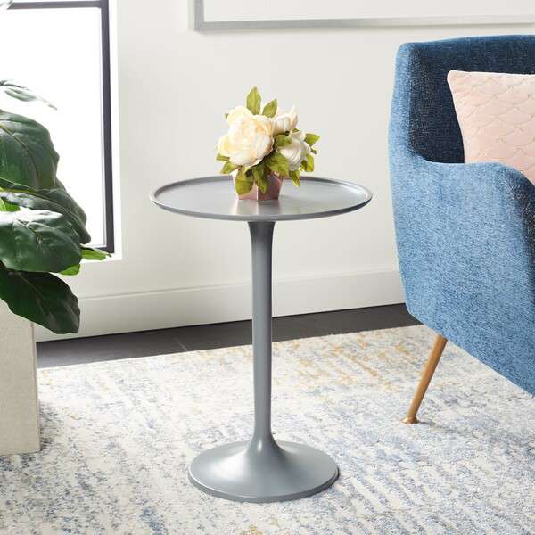 Safavieh Platina Round Top Sleek Table - Dark Gray - Image 4