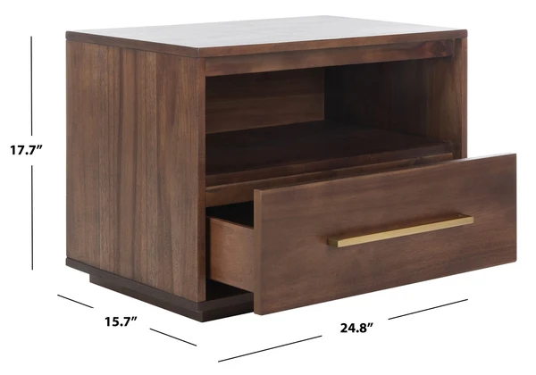 Safavieh Poesy 1 Drawer Nightstand - Brown - Image 3