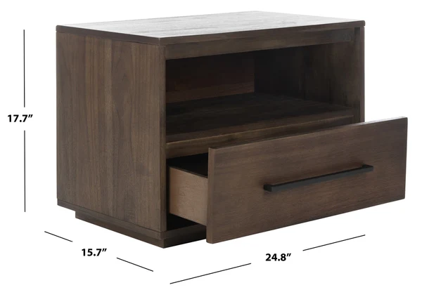 Safavieh Poesy 1 Drawer Nightstand - Dark Chocolate - Image 3