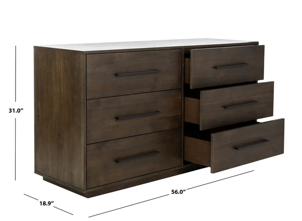 Safavieh Poesy 6 Drawer Dresser - Dark Chocolate - Image 3