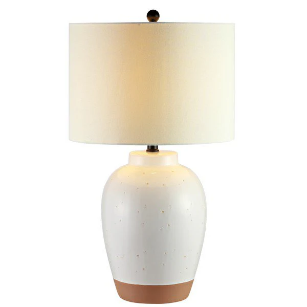 Safavieh Portcia Table Lamp - Speckled Ivory Glaze With Bottom Clay Color - Image 2