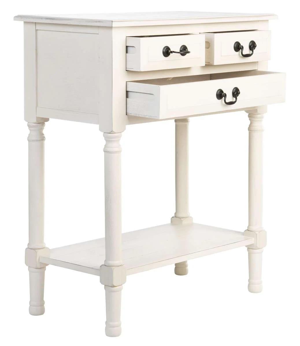Safavieh Primrose 3 Drawer Console Table - Distressed White - Image 2